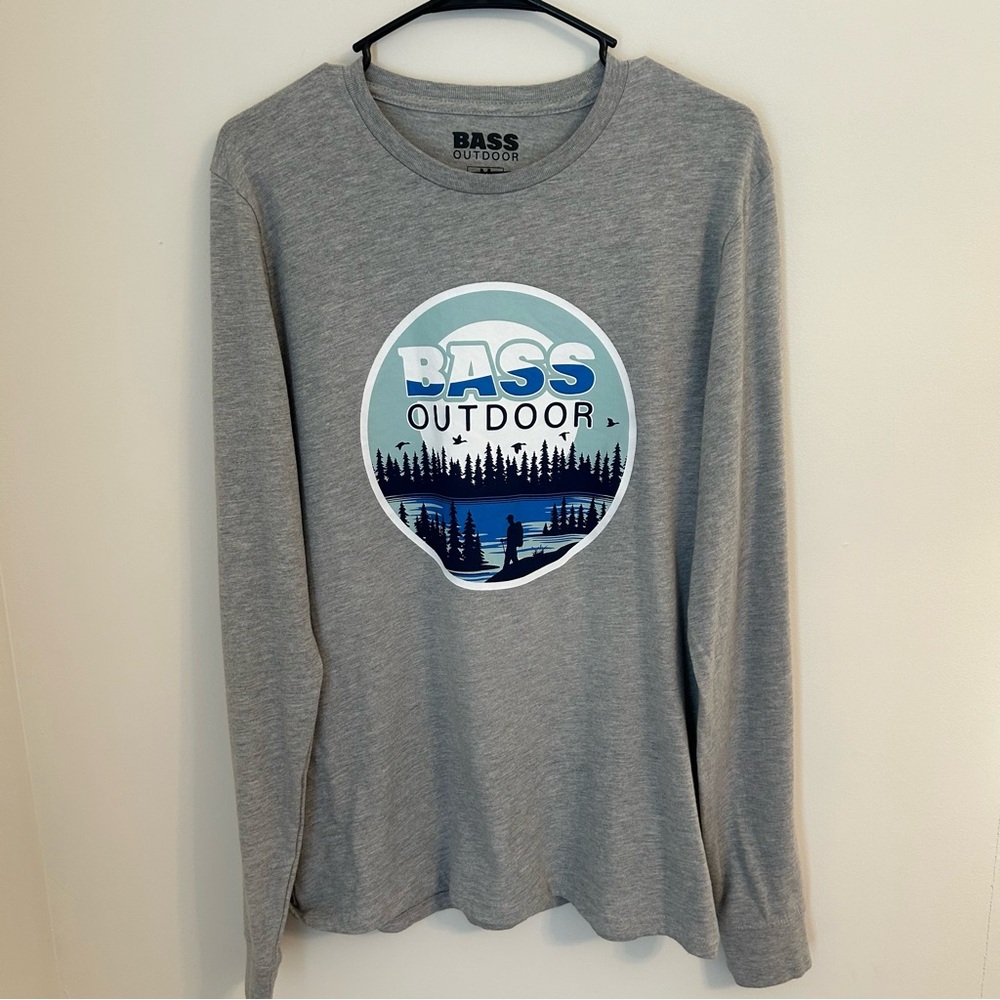 Men’s Long Sleeve Gray T Shirt Bass Outdoors Size Medium